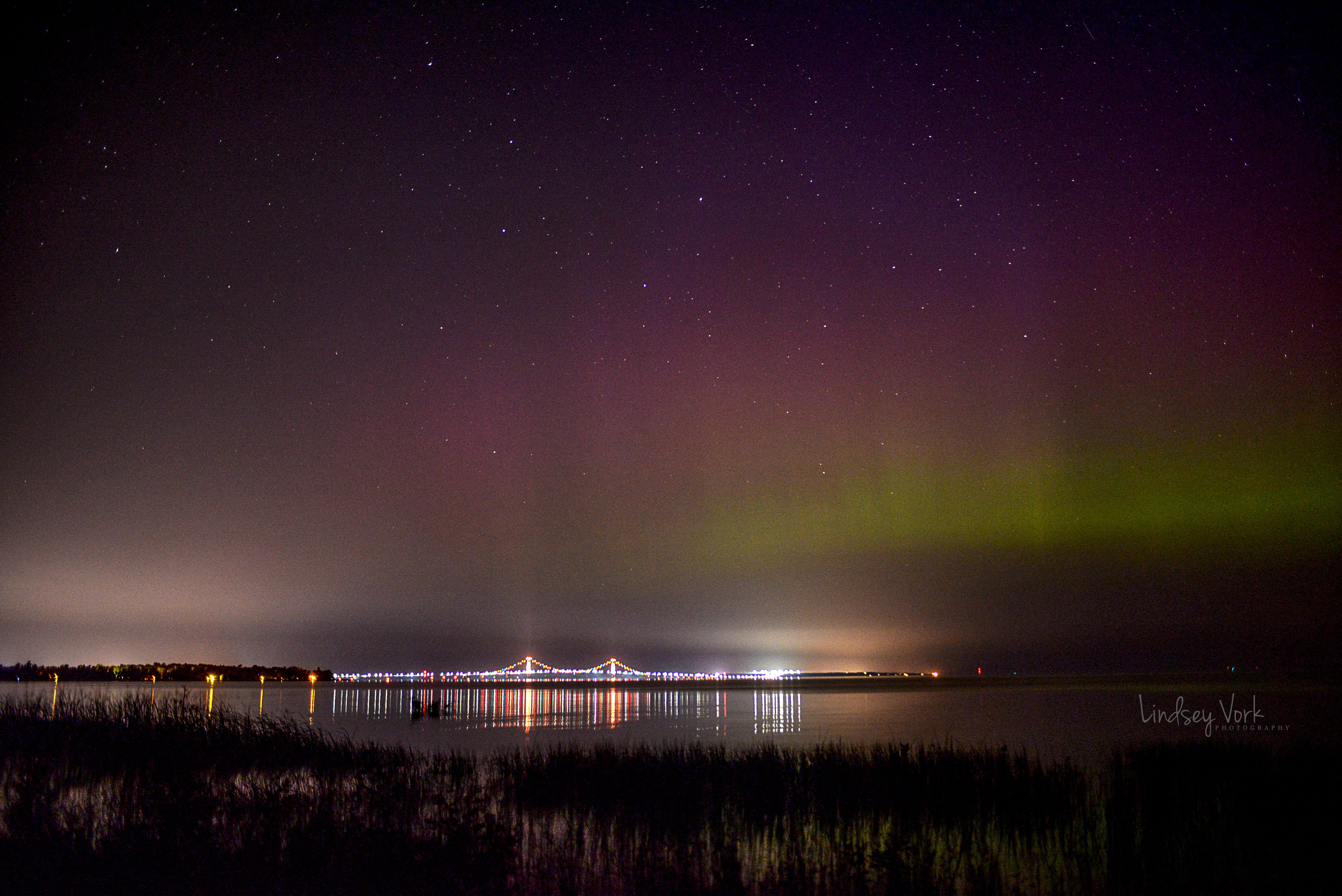 Northern Light display over the Mackinac Bridge 7-11-15